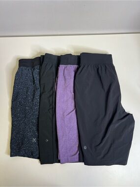 Lululemon Active Shorts Bundle of 4 - Asphalt, Black, Purple, Black - Smal